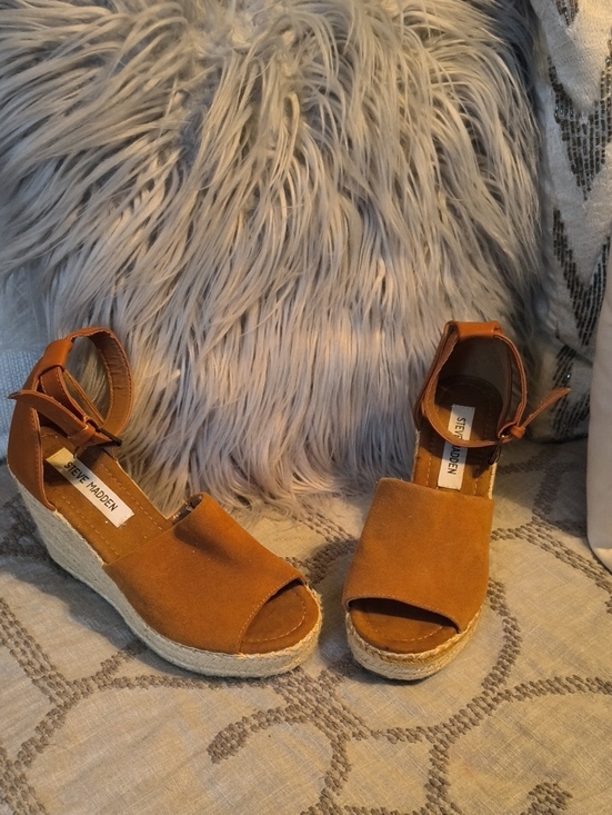 Steve Madden Shoes - Steve Madden Copper Suede Espadrille Wedge Sandals with Ankle Strap